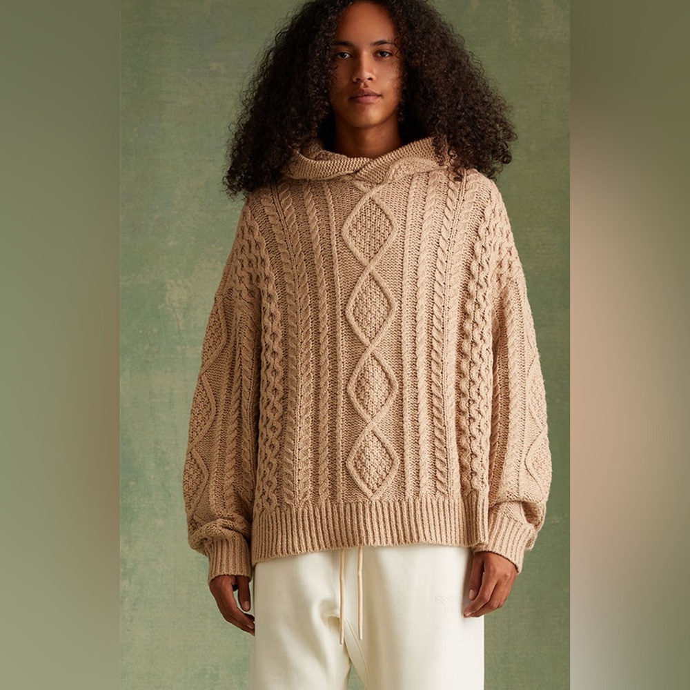 Essential FEAR OF GOD cable knit hoodie